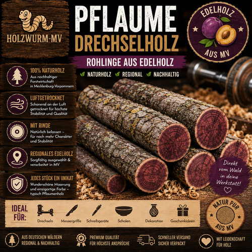 Pflaume drechselholz rohling - pflaume,